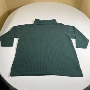 Forelli Vintage 90s Ribbed Turtleneck Sweater Top Green Plus Size 18/20